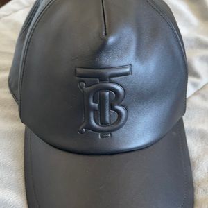 Leather Burberry snap hat
